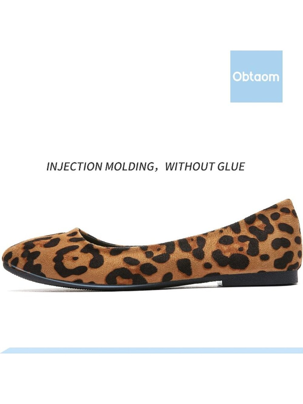 Women's Leopard Round Toe Lightweight Classic Slip on Dress Ballet Flats Shoes - Picture 2 of 6
